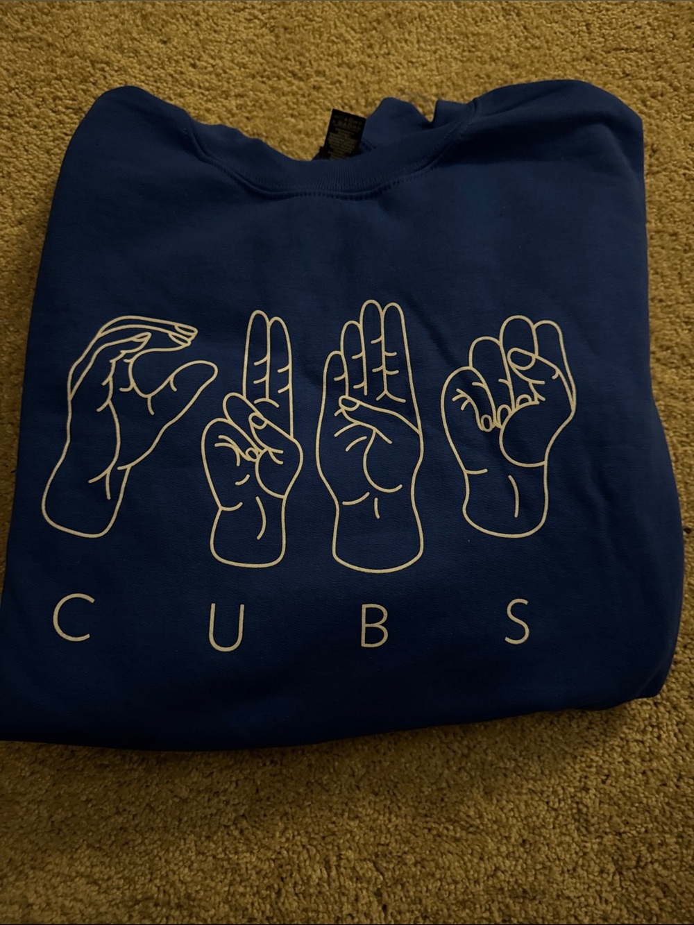 Gildan Royal Blue Crewneck Sweatshirt with White 'CUBS' Sign Graphic